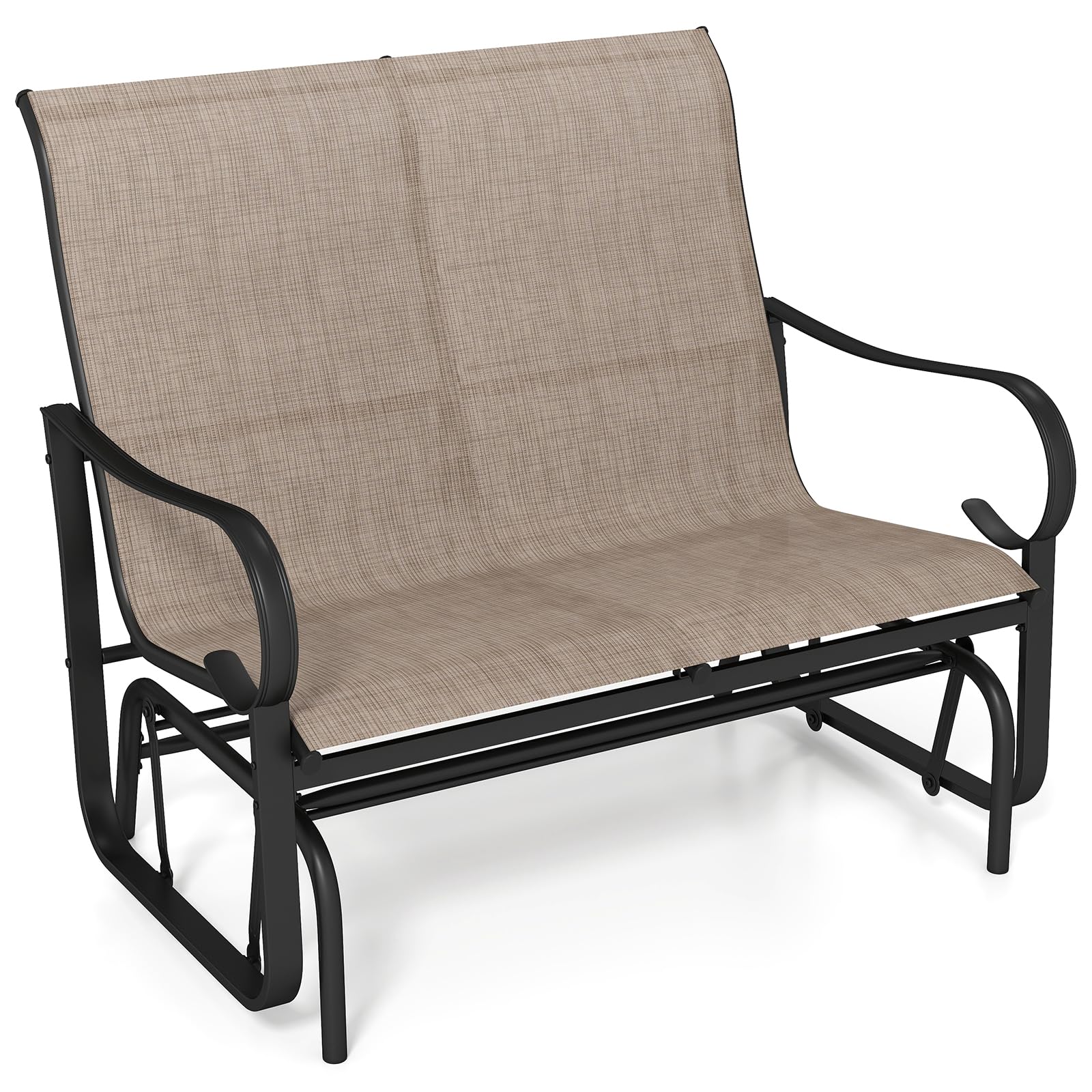 Tangkula Patio Gilder Bench 2-Person Fabric Rocking Chair with High Backrest